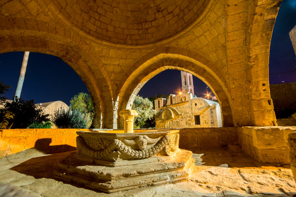 Venetian fountain at Ayia Napa, medieval monastery. Famagusta Di